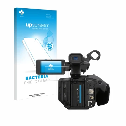 Front side of a product packaging with the brand logo upscreen. Next to it is the device Sony PXW-Z200 shown with the correspo