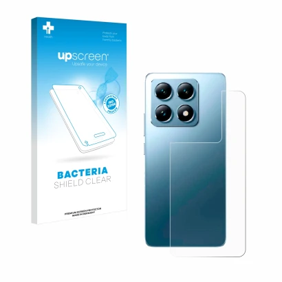 Front side of a product packaging with the brand logo upscreen. Next to it is the device Xiaomi 14T Pro (Back) shown with the 