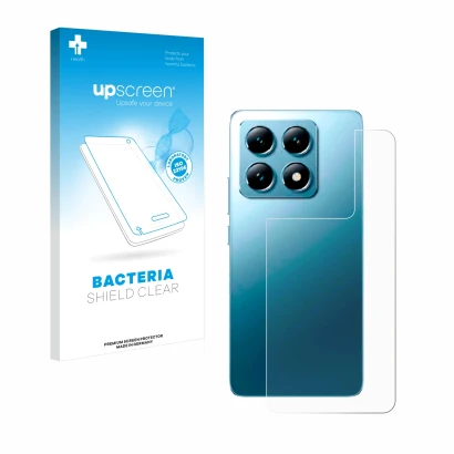 Front side of a product packaging with the brand logo upscreen. Next to it is the device Xiaomi 14T (Back) shown with the corr