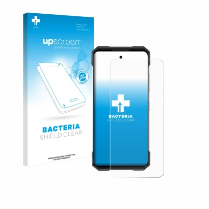 Front side of a product packaging with the brand logo upscreen. Next to it is the device Doogee S200 shown with the correspond