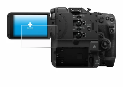 Image of the device Canon EOS C400 with a wide variety of screen protectors.