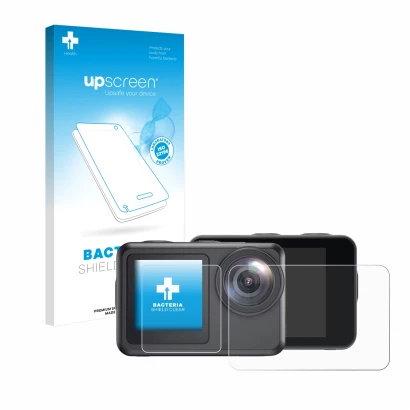 Front side of a product packaging with the brand logo upscreen. Next to it is the device Akaso Brave 7 LE shown with the corre