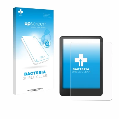 Front side of a product packaging with the brand logo upscreen. Next to it is the device Amazon Kindle Paperwhite 2024 Signatu