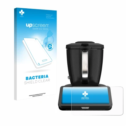 Front side of a product packaging with the brand logo upscreen. Next to it is the device Vorwerk Thermomix TM7 shown with the 