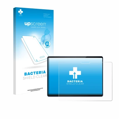 Front side of a product packaging with the brand logo upscreen. Next to it is the device Microsoft Surface Pro 13 shown with t