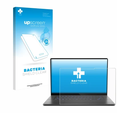 Front side of a product packaging with the brand logo upscreen. Next to it is the device ASUS ROG Zephyrus G16 2025 shown with