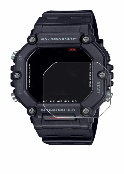 Image of the device Casio AE-1600H with a wide variety of screen protectors.