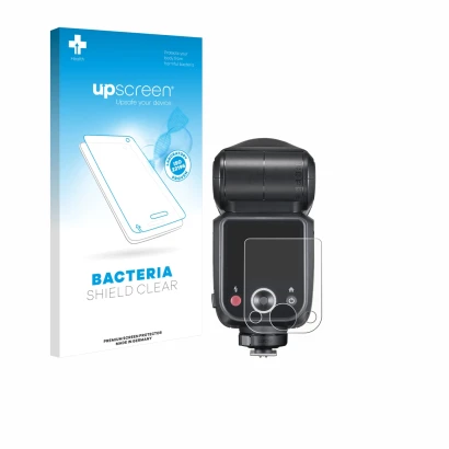 Front side of a product packaging with the brand logo upscreen. Next to it is the device Godox V100 shown with the correspondi