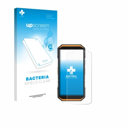 Front side of a product packaging with the brand logo upscreen. Next to it is the device Ulefone Armor X32 Pro shown with the