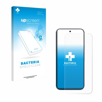 Front side of a product packaging with the brand logo upscreen. Next to it is the device Google Pixel 10 Pro XL shown with the