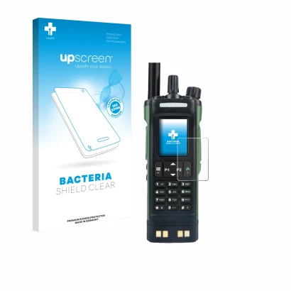 Front side of a product packaging with the brand logo upscreen. Next to it is the device Baofeng DM-32 shown with the correspo