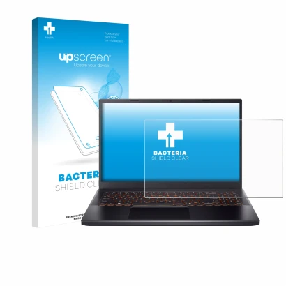 Front side of a product packaging with the brand logo upscreen. Next to it is the device Acer Nitro V 15 shown with the corres