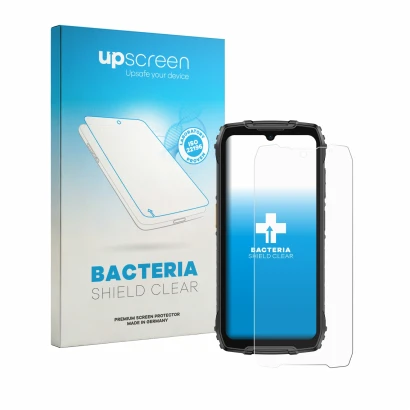 Front side of a product packaging with the brand logo upscreen. Next to it is the device Ulefone RugKing 4 Pro shown with the