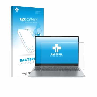 Front side of a product packaging with the brand logo upscreen. Next to it is the device Lenovo ThinkBook 16 Gen 7+ shown with