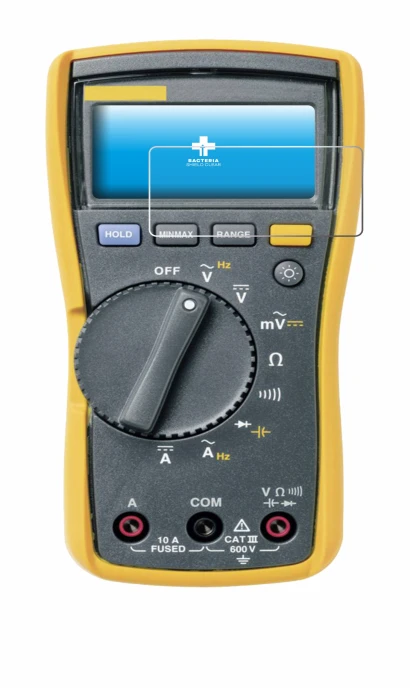Image of the device Fluke 115 with a wide variety of screen protectors.