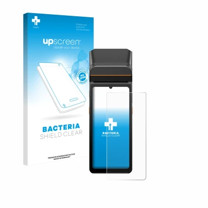 Front side of a product packaging with the brand logo upscreen. Next to it is the device Sunmi V3 A13 shown with the correspon