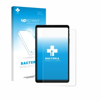 Front side of a product packaging with the brand logo upscreen. Next to it is the device Blackview Link 2 8.68" shown with the