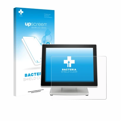 Front side of a product packaging with the brand logo upscreen. Next to it is the device Posiflex PS-3615-G2 shown with the co