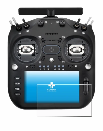 Image of the device Radiomaster TX16S MK3 with a wide variety of screen protectors.