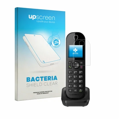 Front side of a product packaging with the brand logo upscreen. Next to it is the device Panasonic KX-TGC463 shown with the co