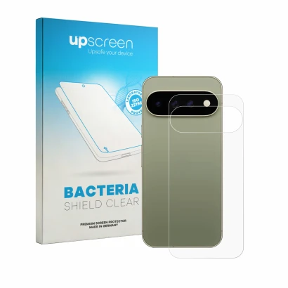 Front side of a product packaging with the brand logo upscreen. Next to it is the device Google Pixel 11 Pro XL (Back) shown w