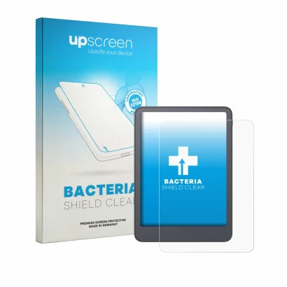 Front side of a product packaging with the brand logo upscreen. Next to it is the device Amazon Kindle Paperwhite 2026 shown w