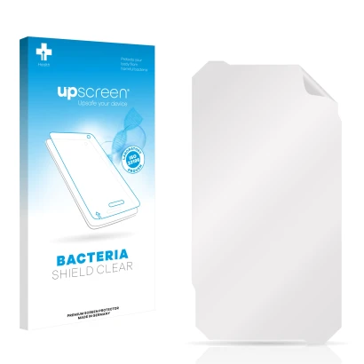 Front side of a product packaging with the brand logo upscreen. Next to it is the corresponding screen protector.