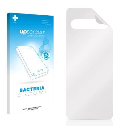 Front side of a product packaging with the brand logo upscreen. Next to it is the corresponding screen protector.