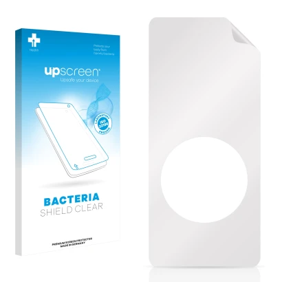 Front side of a product packaging with the brand logo upscreen. Next to it is the corresponding screen protector.