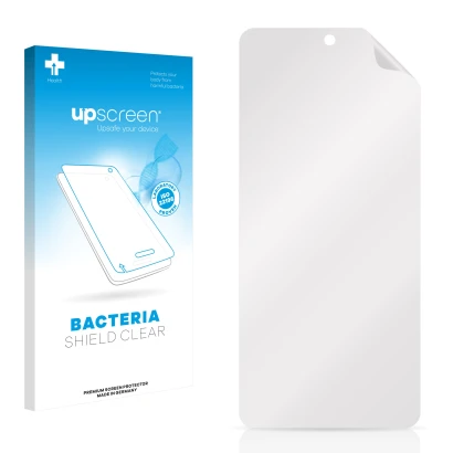 Front side of a product packaging with the brand logo upscreen. Next to it is the corresponding screen protector.