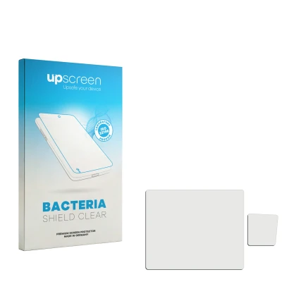 Front side of a product packaging with the brand logo upscreen. Next to it is the corresponding screen protector.