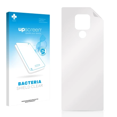 Front side of a product packaging with the brand logo upscreen. Next to it is the corresponding screen protector.
