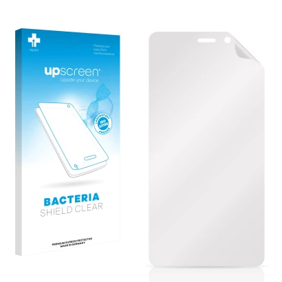 Front side of a product packaging with the brand logo upscreen. Next to it is the corresponding screen protector.