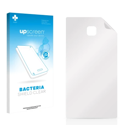 Front side of a product packaging with the brand logo upscreen. Next to it is the corresponding screen protector.