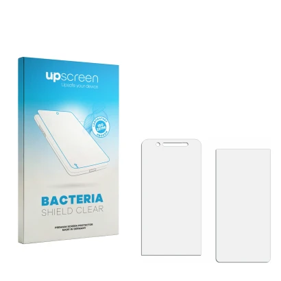 Front side of a product packaging with the brand logo upscreen. Next to it is the corresponding screen protector.