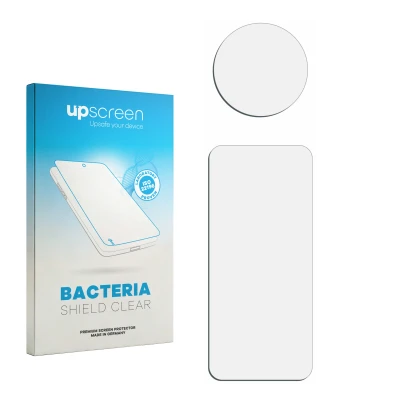 Front side of a product packaging with the brand logo upscreen. Next to it is the corresponding screen protector.