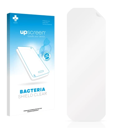 Front side of a product packaging with the brand logo upscreen. Next to it is the corresponding screen protector.