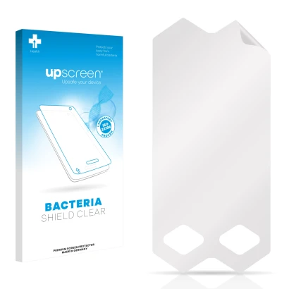 Front side of a product packaging with the brand logo upscreen. Next to it is the corresponding screen protector.