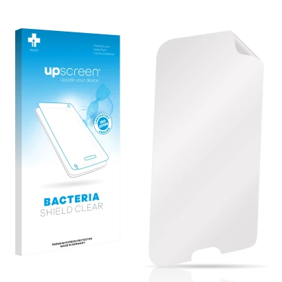 Front side of a product packaging with the brand logo upscreen. Next to it is the corresponding screen protector.