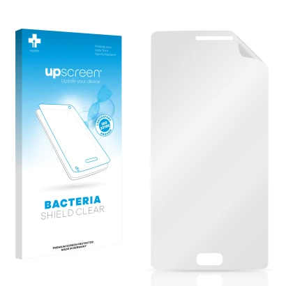 Front side of a product packaging with the brand logo upscreen. Next to it is the corresponding screen protector.