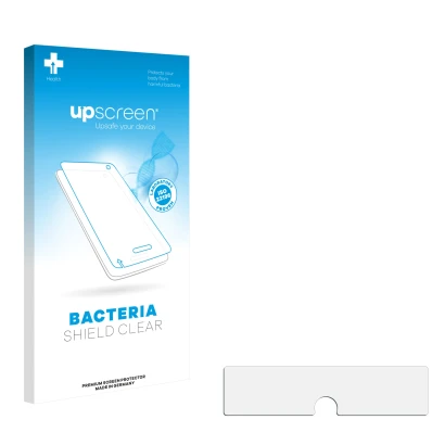 Front side of a product packaging with the brand logo upscreen. Next to it is the corresponding screen protector.