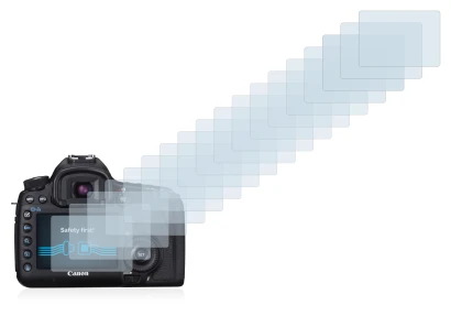 Image of the device Canon EOS 5D Mark III with a wide variety of screen protectors.