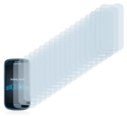 Image of the device Samsung Galaxy S3 Mini I8190 with a wide variety of screen protectors.