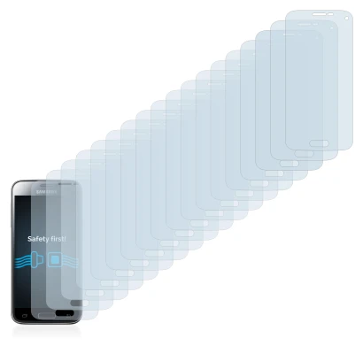 Image of the device Samsung Galaxy S5 Mini SM-G800F with a wide variety of screen protectors.
