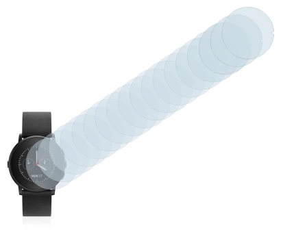 Image of the device Pebble Time Round with a wide variety of screen protectors.