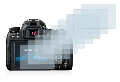 Image of the device Canon EOS 77D with a wide variety of screen protectors.