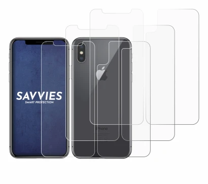Image of the device Apple iPhone X (Front+Back) with a wide variety of screen protectors.