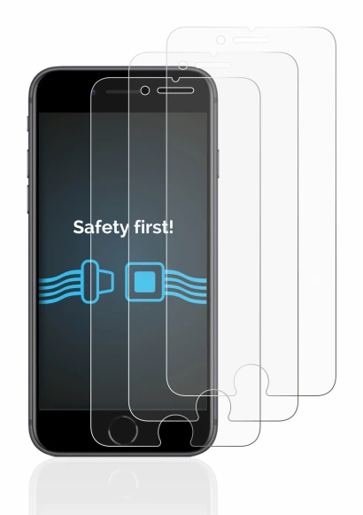 Image of the device Apple iPhone 8 with a wide variety of screen protectors.