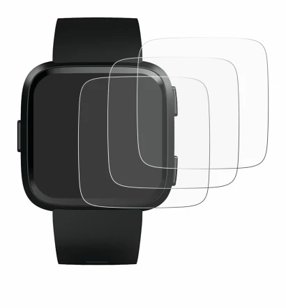 Image of the device Fitbit Versa with a wide variety of screen protectors.