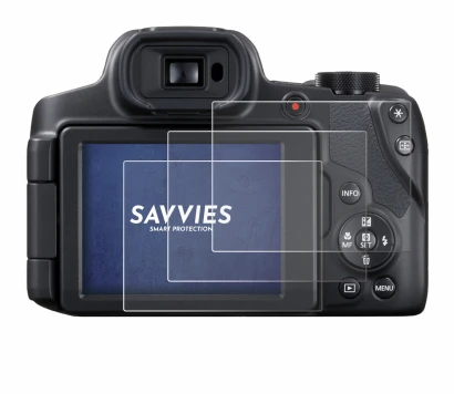 Image of the device Canon PowerShot SX70 HS with a wide variety of screen protectors.